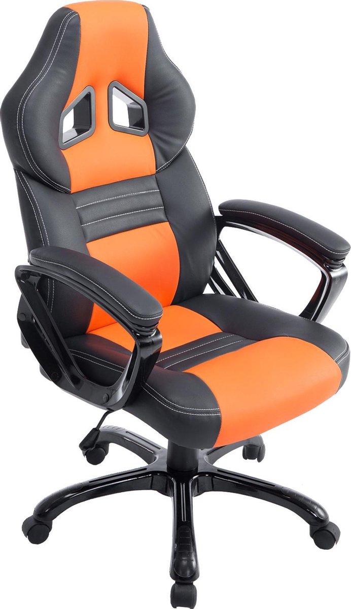Bureaustoel - Gamestoel - Design - Ergonomisch - Kunstleer - Oranje/zwart - 65x70x124 cm