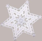 Tafelkleed - Kerstster modern Wit met zilverdraad - Ster 40 cm