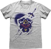 Nintendo Legend Of Zelda - Shield Unisex T-Shirt Grijs