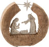 J-Line Figuut Kerststal Mangohout/Aluminium Naturel/Zilver