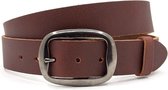 Dames jeans riem donkerbruin 4 cm breed - Bruin - Riem zonder gesp - Echt Leer - Taille: 85cm - Totale lengte riem: 100cm