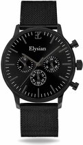 Elysian - Horloges voor Mannen - Zwart Mesh - Waterdicht - Krasvrij Saffier - 43mm