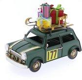 Metalen auto met cadeau's groen ''mini'' 25x12x19cm | Kerst | Kerstdorp