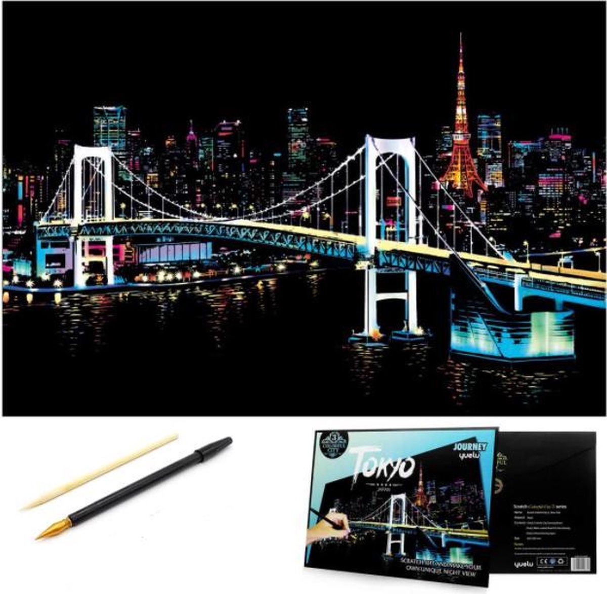 Scratch Art Volwassenen 41 x 28 cm Tokio Kras tekeningen