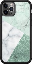 iPhone 11 Pro Max hoesje glass - Minty marmer collage | Apple iPhone 11 Pro Max  case | Hardcase backcover zwart