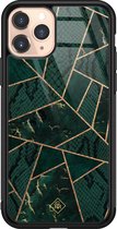 iPhone 11 Pro hoesje glass - Abstract groen | Apple iPhone 11 Pro  case | Hardcase backcover zwart