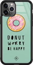 iPhone 11 Pro Max hoesje glass - Donut worry | Apple iPhone 11 Pro Max  case | Hardcase backcover zwart