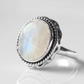Natuursieraad -  925 sterling zilver maansteen ring maat 18.25 mm - boho edelsteen sieraad - natuursteen ring
