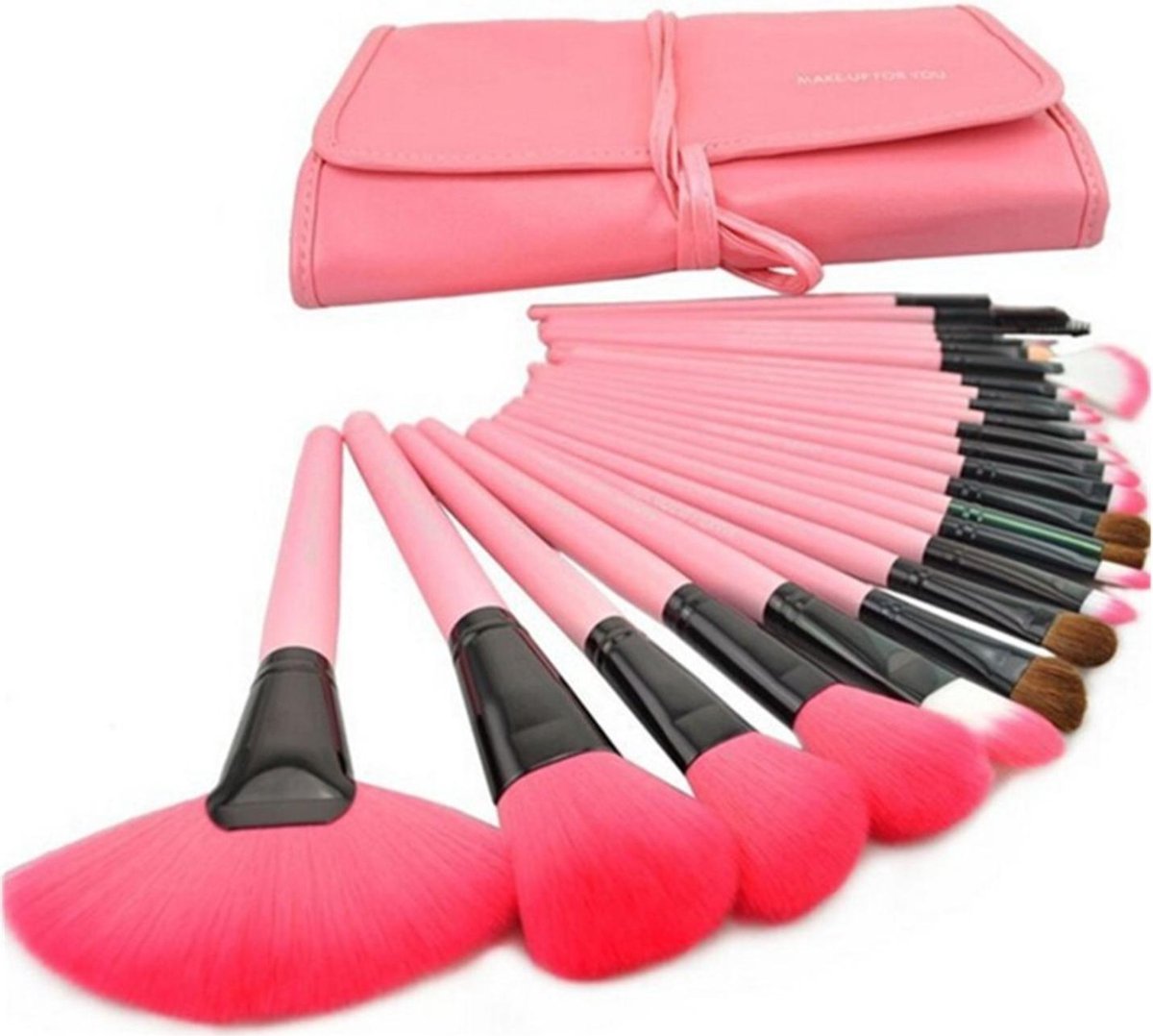 Makeup kwasten - Makeup set - Makeup geschenksets - 24delig - Met etui - Roze - Able & Borret