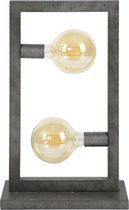 Vintage tafellamp 55 cm met 2 horizontale lampen in zilverkleurig metaal