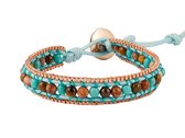 Kralen Armband - Kralen armband met turkoois en tijgeroog - Wikkelarmband - in lengte verstelbaar 16 t/m 22 cm