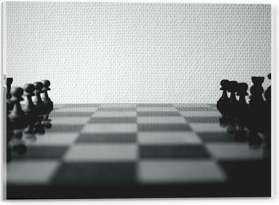 Acrylglas - Beginnend Schaakspel (zwart/wit) - 40x30cm Foto op Acrylglas (Wanddecoratie op Acrylglas)