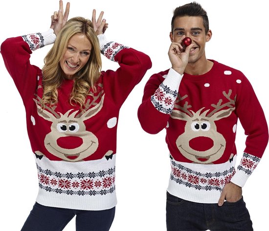 Foute Kersttrui Dames & Heren - Christmas Sweater "Rudolf" - Kerst trui Mannen & Vrouwen Maat L