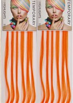 Funny Haar extensions herbruikbaar oranje 12 stuks