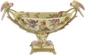 Kom - Porselein Bloemen - Bronzen elementen - 32,3 cm hoog