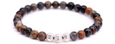 FortunaBeads Minimal Brown Picasso Armband – Heren – Natuursteen – Large 20cm