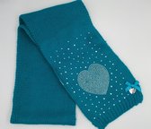 Le Chic, sjaal voor kinderen, blauw, strass, hart