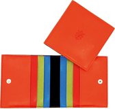Kaarthouder, Kaart portemonnee, Pasjeshouder, Creditcardhouder voor papier en munt geld Oranje met kleurrijk interieur | Lily collectie