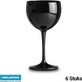 6x Zwarte Onbreekbare Wijnglazen 40cl - Uit Polycarbonaat Kunststof - Balloon Glas - Erg Trendy - PGplastics