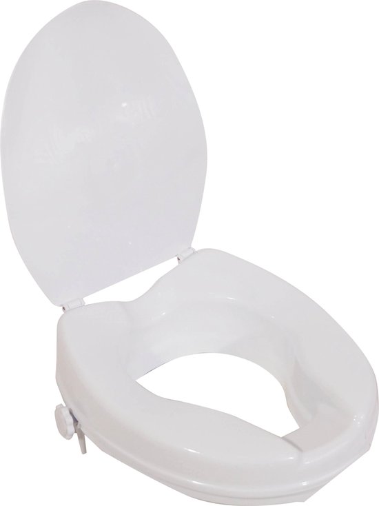 Aidapt verhoogde toiletbril wit - 5 cm - met deksel