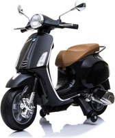 Elektrische kinder Vespa Primavera 12 volt elektrische kinderscooter met muziek, AUX en USB (Zwart)