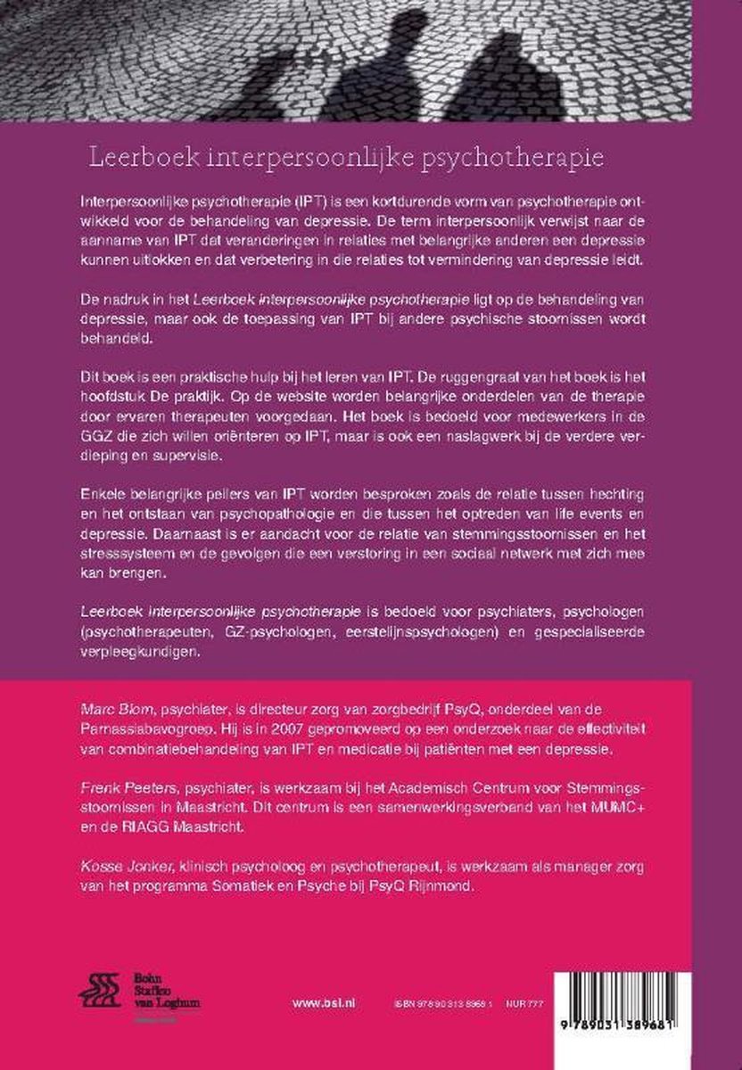 Leerboek Interpersoonlijke psychotherapie - back cover
