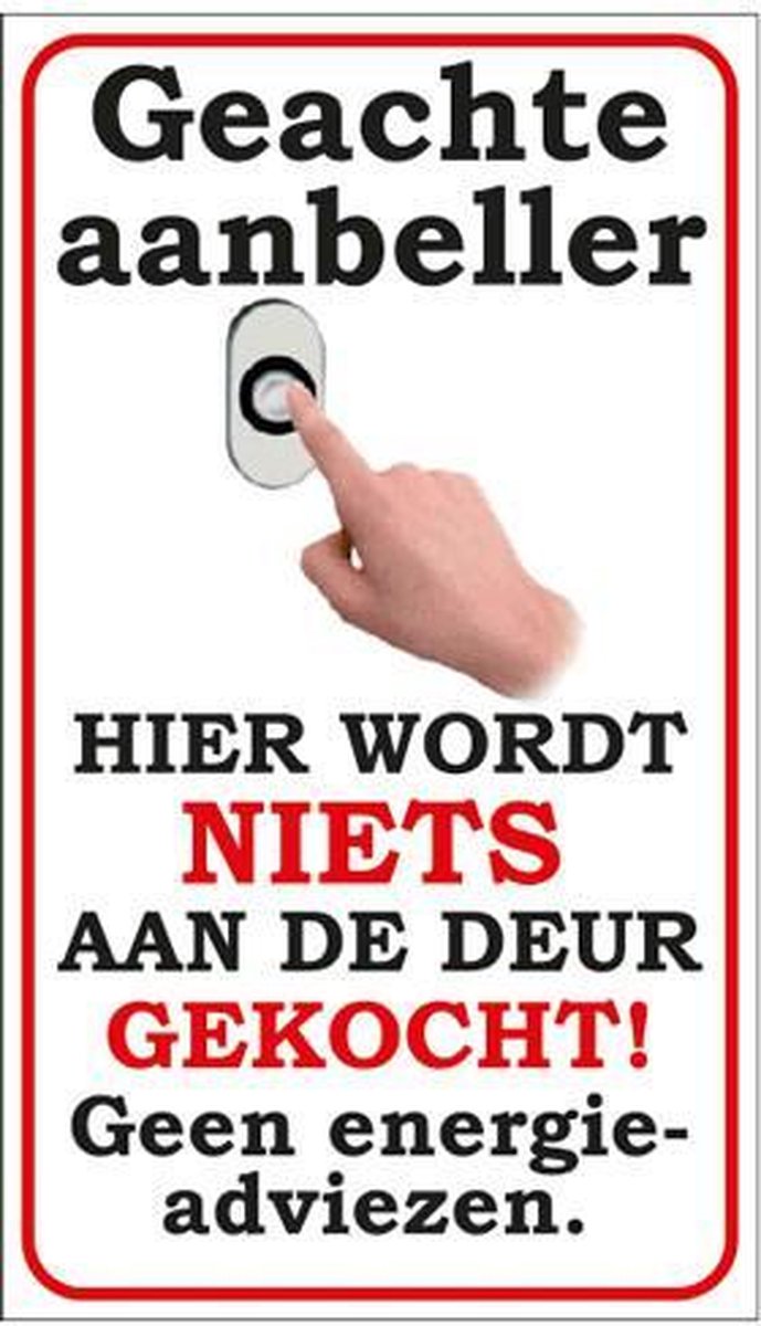 Brievenbussticker Hier wordt niets aan de deur gekocht Geen energie advies. bol