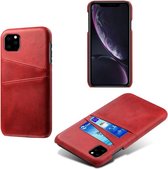 Card Case voor Apple iPhone 12 Pro | PU Leren Back Cover | Luxe Telefoonhoesje | Pasjeshouder | Rood