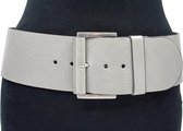 Brede heupriem licht grijs 8 cm breed - Licht grijs - Heupriem - Echt Leer - Taille: 85cm - Totale lengte riem: 100cm