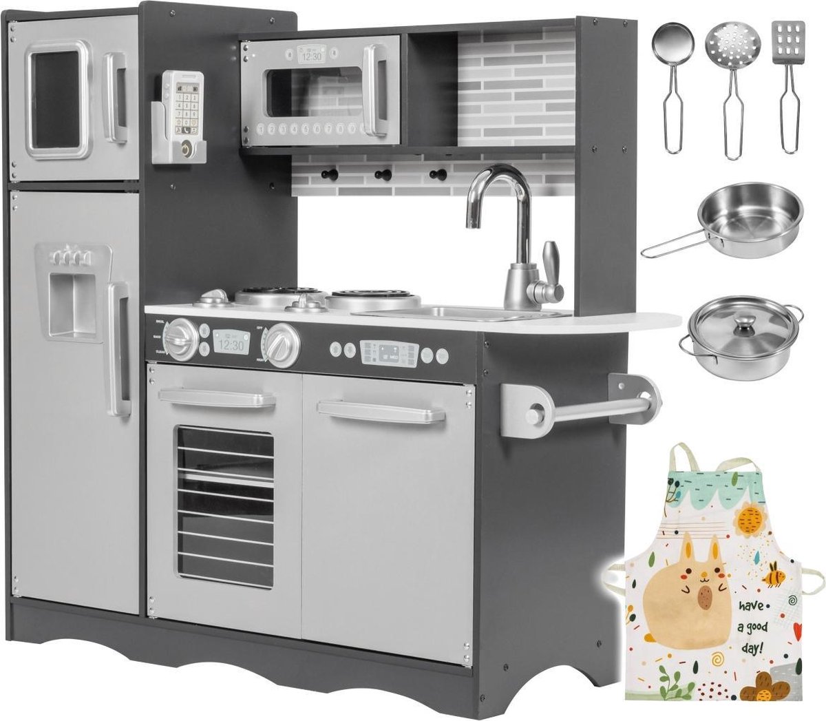 Mamabrum Houten Keuken Groot LED - Speelkeuken - Met Keuken Accessoires