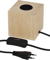 CALEX - LED Tafellamp - Tafelverlichting - Raho - E27 Fitting - Vierkant - Mat Bruin - Hout - BSE