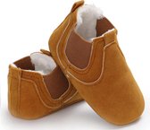 Warme zachte Baby slofjes Pu Lederen Meisjes/Jongens 0-6 maanden Kleur: Cognac bruin