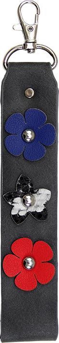 Sleutelhanger - Sleutelhanger bloemen - bloemen sleutelhanger 3 kleuren - tas hanger - donkerblauw - bloemen - sleutelhanger print - lange sleutelhanger -kerst cadeau