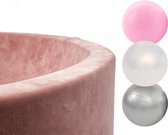 Misioo Ballenbak Rond 90x30 | Velvet Pink incl. 150 ballen (Pearl/Silver/Light Pink Pearl)