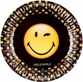 Smiley emoticons party bordjes 24x stuks - Kinderverjaardag taart/gebak bordjes van karton