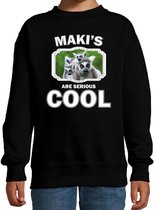 Dieren maki apen sweater zwart kinderen - makis are serious cool trui jongens/ meisjes - cadeau maki/ maki apen liefhebber 12-13 jaar (152/164)