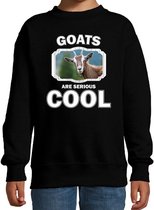 Dieren geiten sweater zwart kinderen - goats are serious cool trui jongens/ meisjes - cadeau geit/ geiten liefhebber 7-8 jaar (122/128)