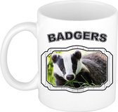 Dieren das beker - badgers/ dassen mok wit 300 ml