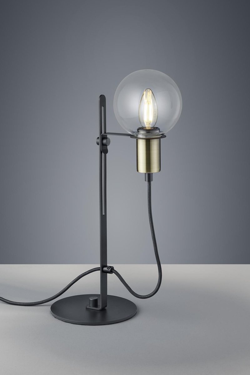 Trio Nacho tafellamp - bureaulamp - zwart met goud - E14 fitting - nostalgisch - industrieel