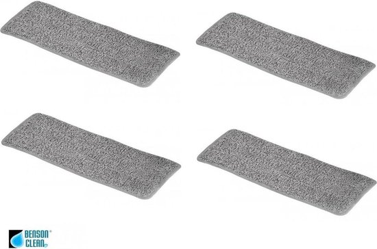 Benson Clean Microfibre Pad - Tampon de vadrouille plat / Essuie-tout - 4 pièces