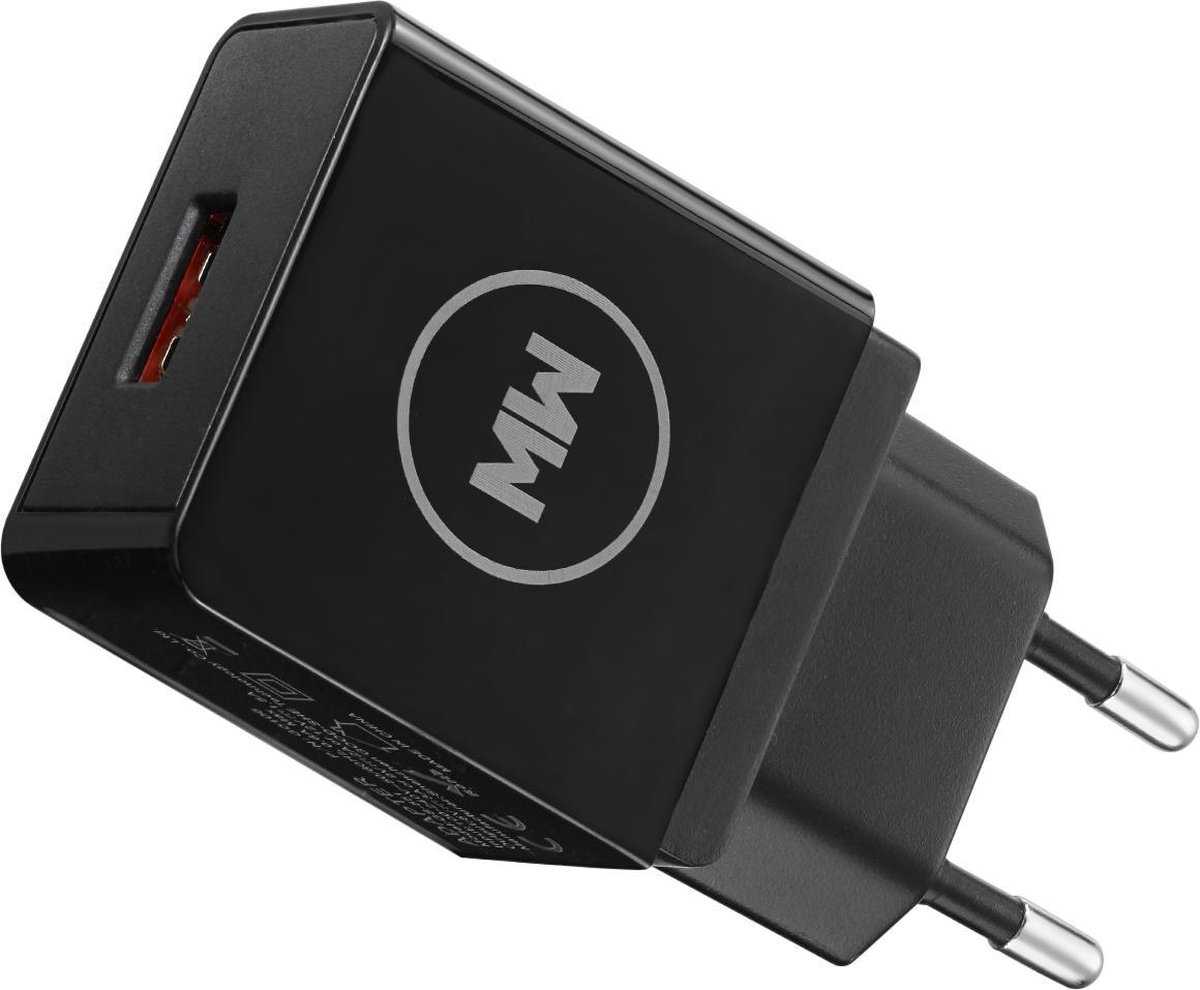 MW QuickCharge Adapter - USB Snellader - Universeel - Oplader - 18W 9V/2A - Zwart