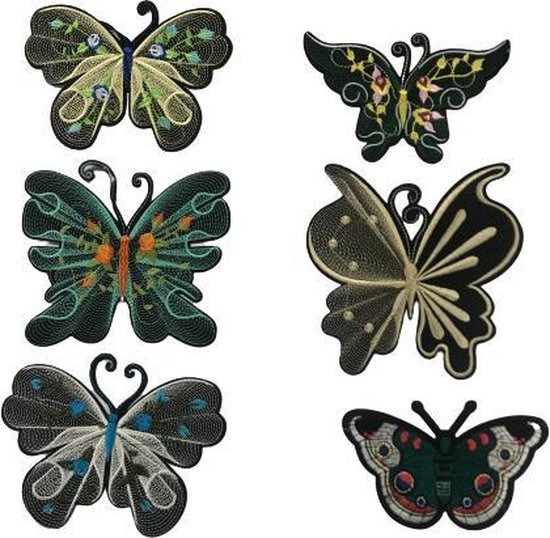Strijkembleem vlinder (6) - stof en strijk embleem Applicatie - Geborduurd  - Kleding -... | bol.com