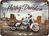 Harley-Davidson Route 66 Road King Classic Metalen Bord met Reliëf 15 x 20 cm