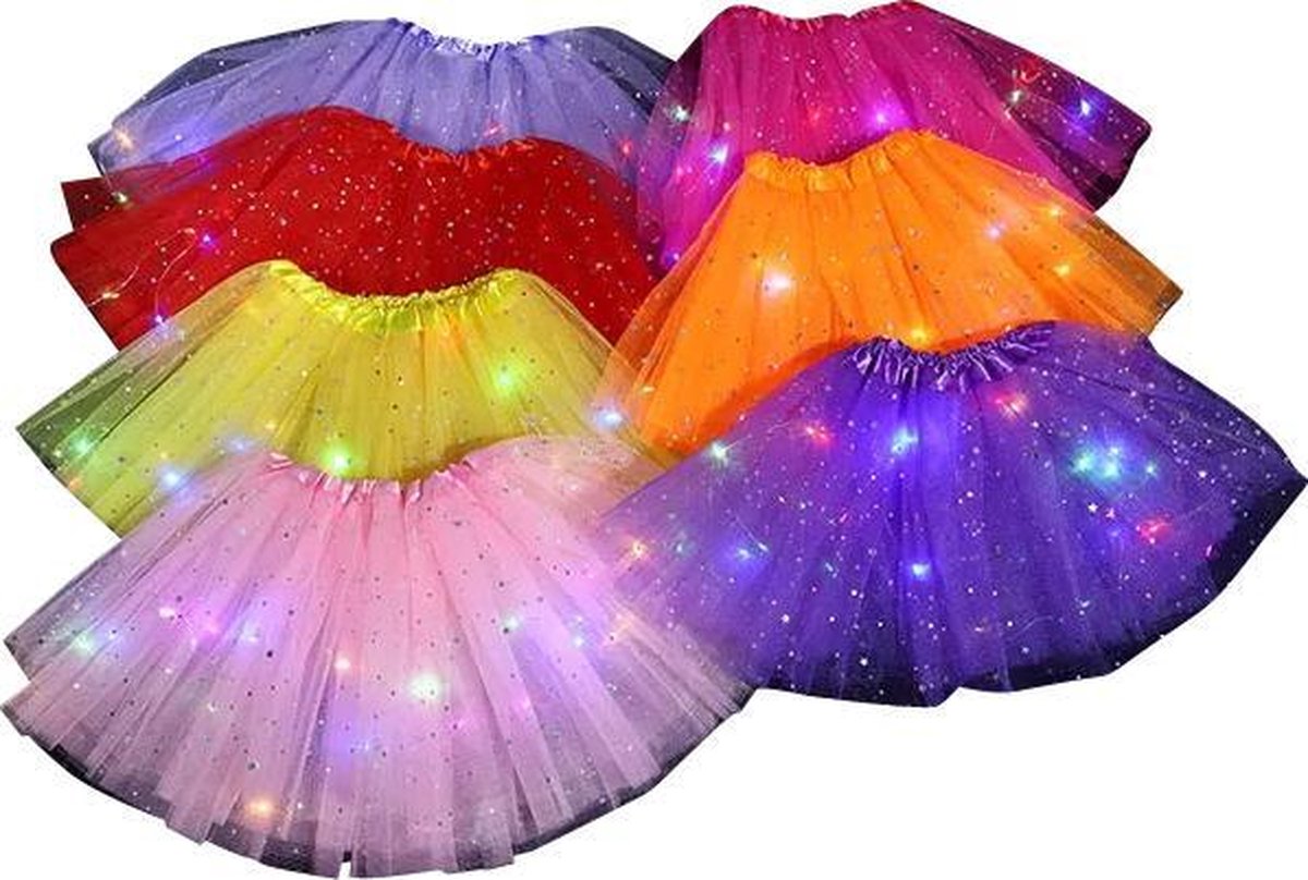 Tutu - Kinder petticoat - Met gekleurde lichtjes - Licht blauw - Ballet  rokje | bol.com