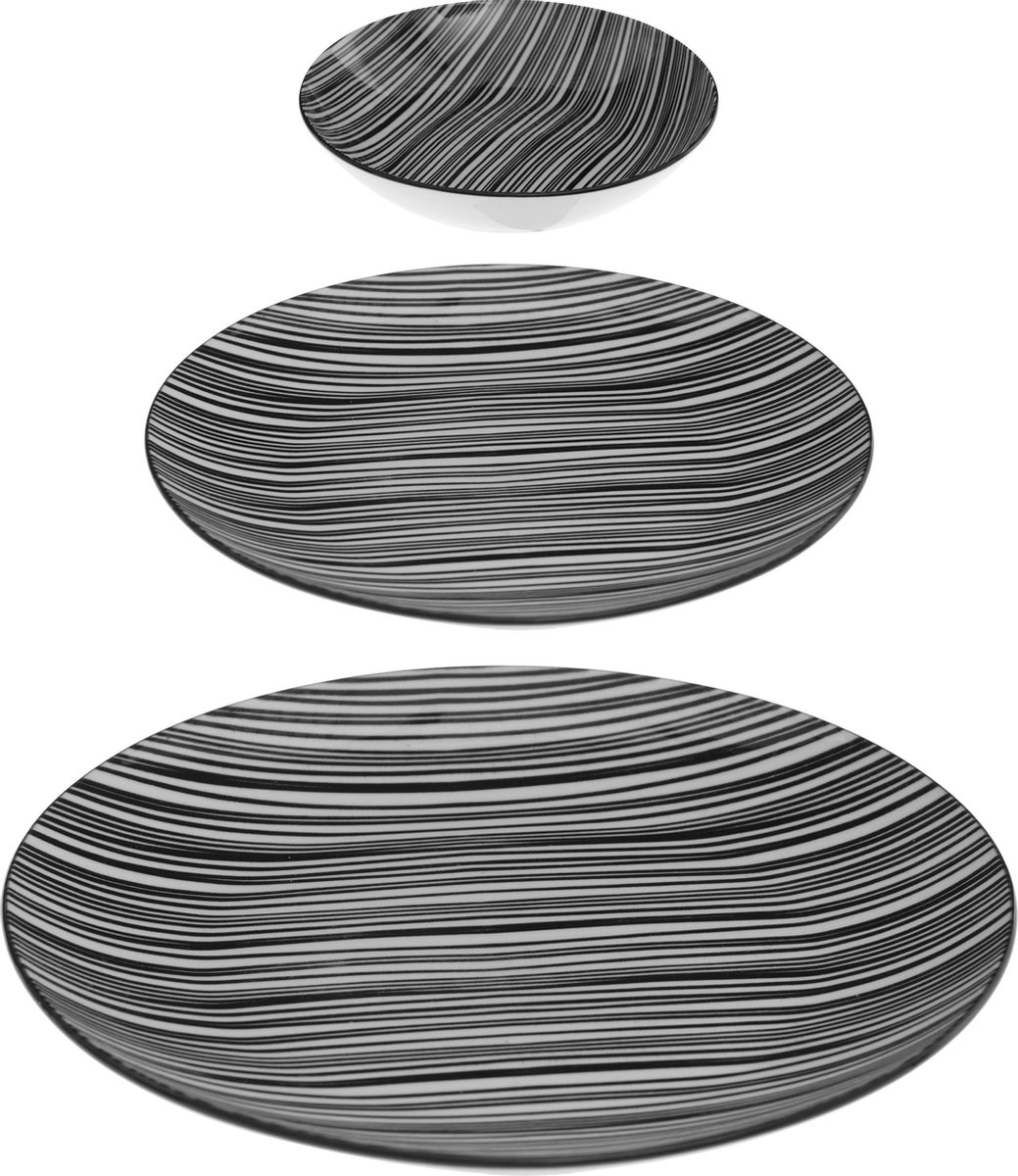 4goodz Porseleinen Servies 6 Persoons 18 Delig - Zebra