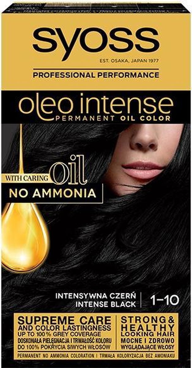 Syoss - Oleo Intense Hair Dye Permanently Coloring From Oils 1-10 Intense Black