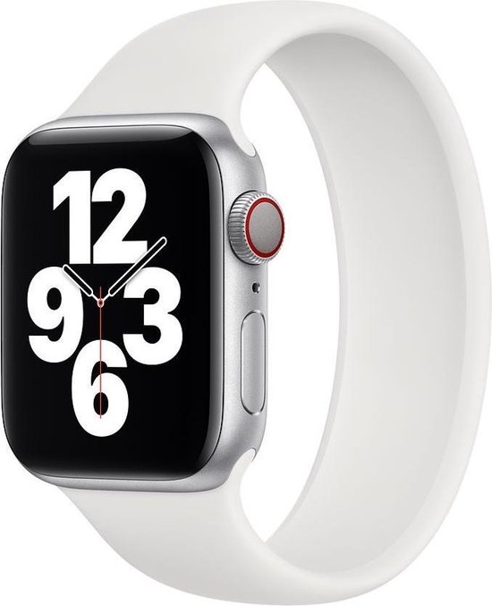 Sport solo loop band - wit - Geschikt voor Apple Watch - 42 en 44mm - maat  M - iwatch | bol.com