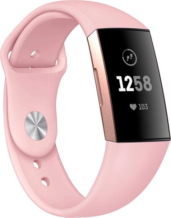 Bandje Voor Fitbit Charge 3 & 4 Sport Band - Roze - Maat: ML ...
