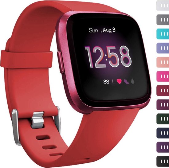 Bandje Voor Fitbit Versa Sport Band - Rood - Maat: SM - Horlogebandje, Armband