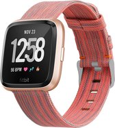 Bandje Voor Fitbit Versa Nylon Gesp Band - Oranje Gestreept - Maat: ML - Horlogebandje, Armband